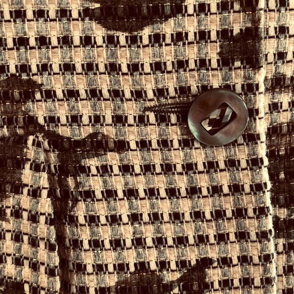 ECAILLE Paris Wool Blend Tweed Gold Thread Thread Excellent Cond Jacket Sz 10 - Picture 3 of 6